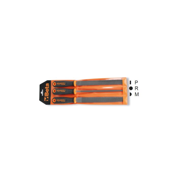Beta 1719BMR/B3 Serie di 3 raspe a taglio mezzodolce, con impugnatura, in busta appendibile 017190358