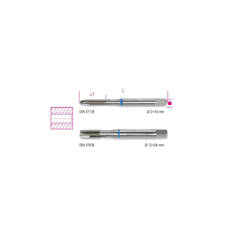 Beta 428FP 12 Maschi a macchina per fori passanti passo grosso in acciaio HSS 004280012
