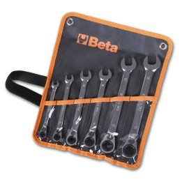 Beta 142/B6 Serie di 6 chiavi combinate a cricchetto reversibile (art. 142) in busta 001420066