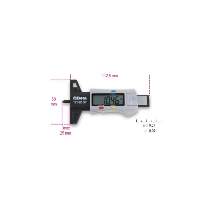 Beta 1706DGT Calibro di profondità digitale per battistrada pneumatici 017060011