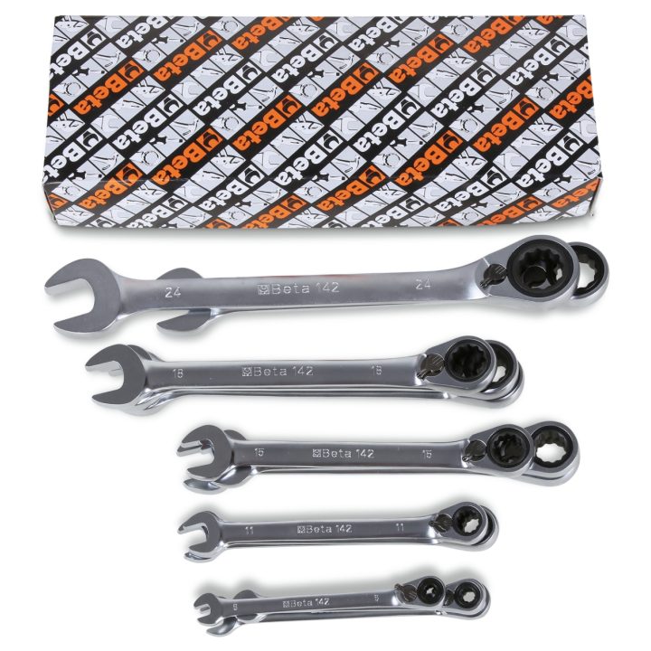 Beta 142/S15 Serie di 15 chiavi combinate a cricchetto reversibile (art. 142) 001420074
