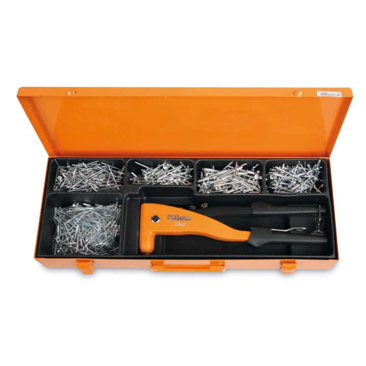 Beta 1741/C5 Rivettatrice 1741 con assortimento di 700 rivetti in alluminio 017410035