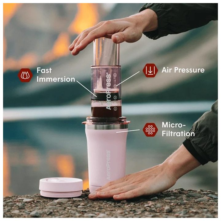 AEROPRESS Go Plus Coffee Maker with Pink Thermal Mug 475 ml