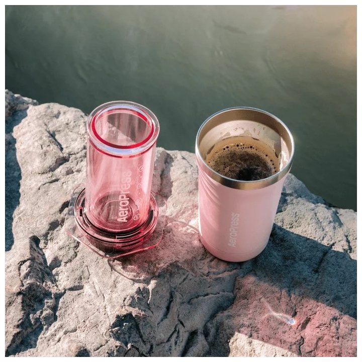 AEROPRESS Go Plus Coffee Maker with Pink Thermal Mug 475 ml