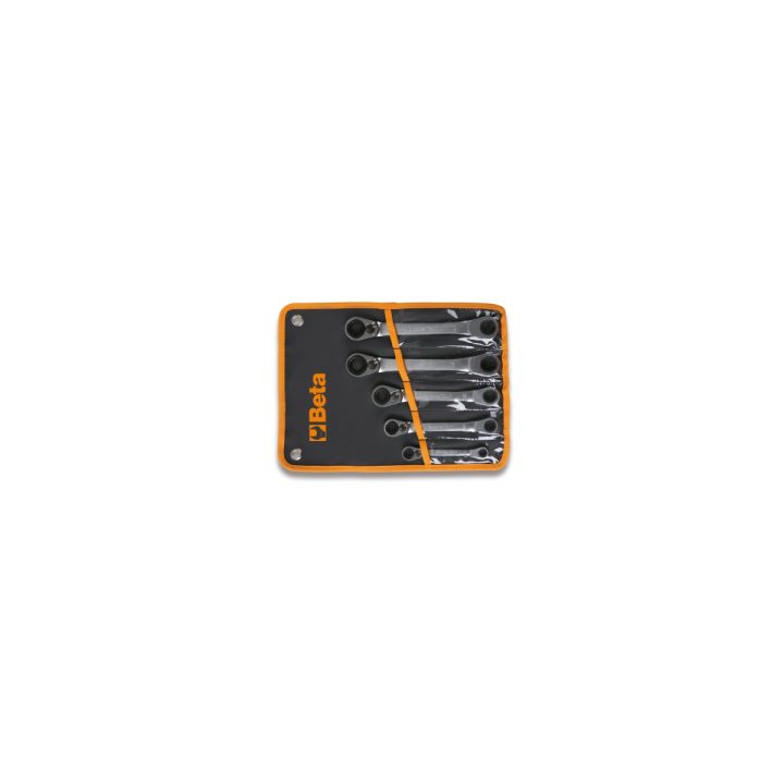 Beta 195P/B5 Serie di 5 chiavi poligonali doppie piegate a 15° a cricchetto reversibile (art. 195P) in busta di Nylon 001950266