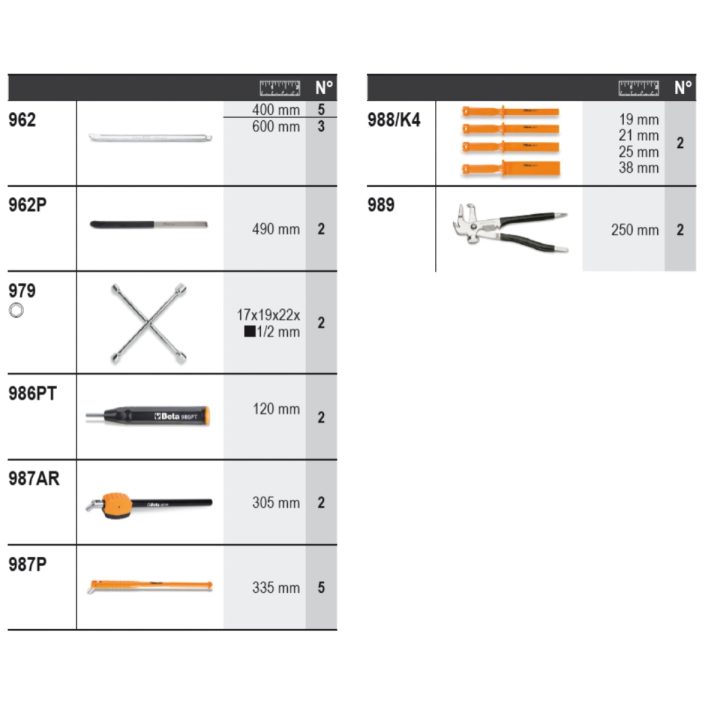 Beta 6600 M/813 Assortimento 31 utensili, con ganci senza pannello 066000813