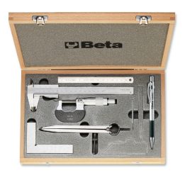 Beta 1685/C7 Assortimento di 7 strumenti per misurare e tracciare (art. 1650, 1658/25, 1670, 1680C, 1682, 1688BC) in cassetta 01