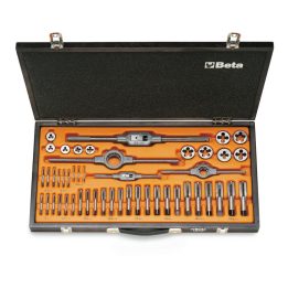 Beta 446/C48 Assortimento di maschi e filiere con accessori in acciaio al cromo filettatura metrica in cassetta di legno 0044600