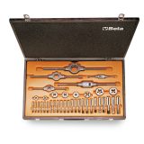 Beta 446ASC/C37 Assortimento di maschi e filiere con accessori in acciaio al cromo filettatura UNC in cassetta di legno 00446008
