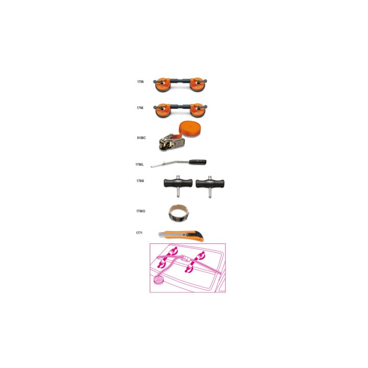 Beta 1766/8 Assortimento di 8 utensili per cristalli auto 017660100