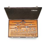 Beta 446ASC/C37 Assortimento di maschi e filiere con accessori in acciaio al cromo filettatura UNC in cassetta di legno 00446008