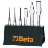 Beta 38/SP6 Serie di 6 punzoni (art. 30), bulini (art. 32), scalpelli piatti (art. 34) e ugnetti (art. 36), con supporto 0003800