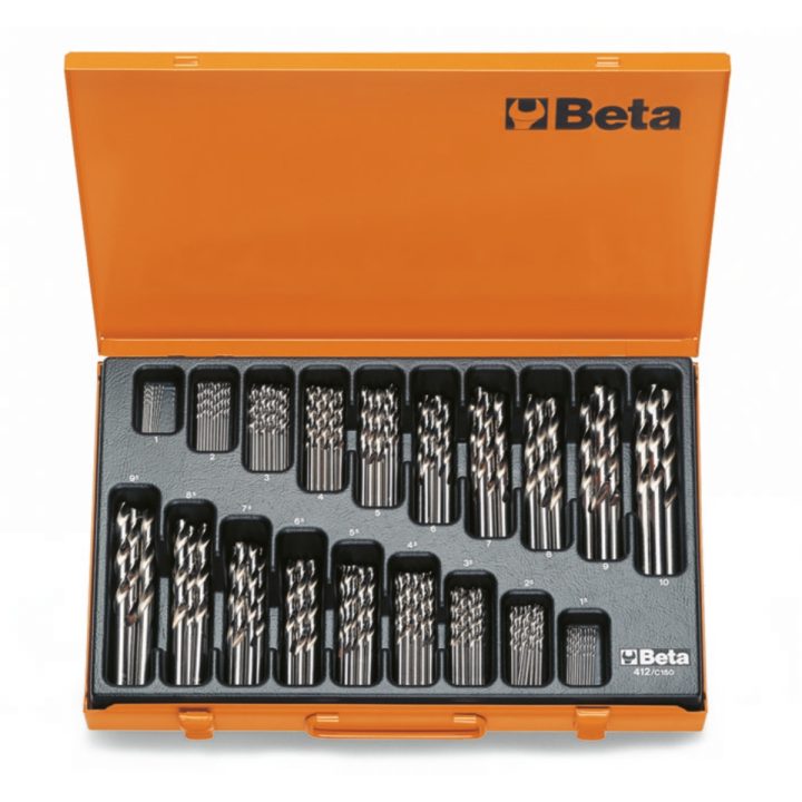 Beta 412/C150 Serie di punte elicoidali cilindriche (art. 412) in cassetta 004120450