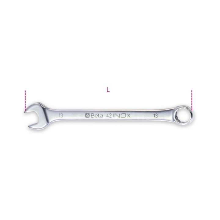 Beta 42INOX 13 Chiavi combinate a forchetta e poligonale piegata in acciaio inossidabile 000420313