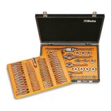 Beta 446/C110 Assortimento di maschi e filiere con accessori in acciaio al cromo filettatura metrica in cassetta di legno 004460