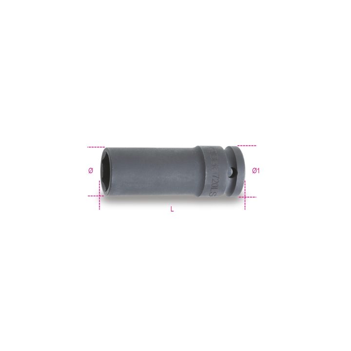 Beta 720LS 13 Chiavi a bussola Macchina con attacco quadro femmina 1/2" bocca esagonale serie lunga sottile fosfatate 007200363