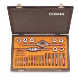 Beta 446/C30 Assortimento di maschi e filiere con accessori in acciaio al cromo filettatura metrica in cassetta di legno 0044600