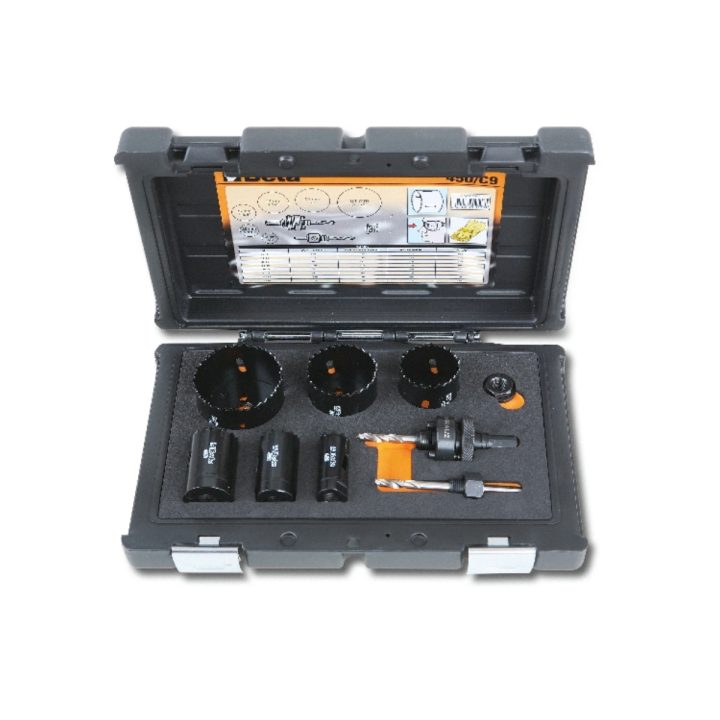 Beta 450/C9 Assortimento di seghe a tazza con accessori per elettricisti in cassetta di plastica antiurto 004500305