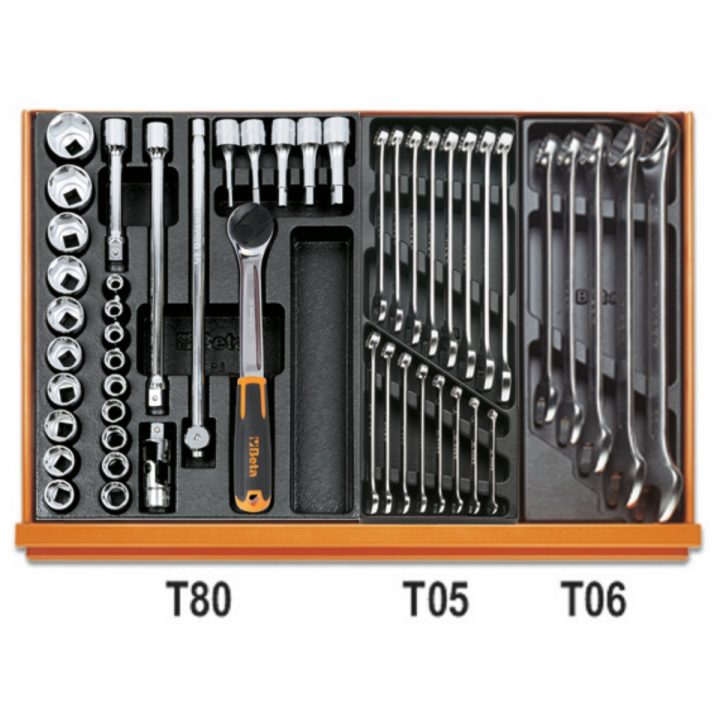 Beta 5908VI/2T Assortimento di 232 utensili per manutenzioni industriali in termoformato rigido in ABS 059081105