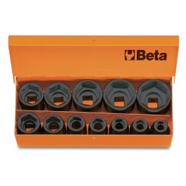 Beta 720/C12 Serie di 12 chiavi a bussola Macchina con attacco quadro femmina 1/2" fosfatate, in cassetta di lamiera 007200912