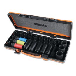 Beta 720/C24 Serie di 24 chiavi a bussola Macchina con attacco quadro femmina 1/2" fosfatate, in cassetta di lamiera 007200904