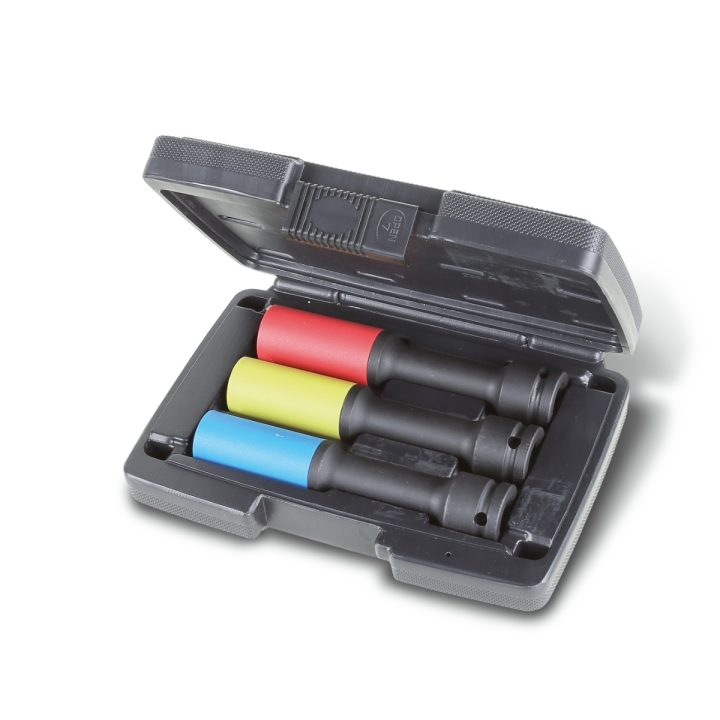 Beta 720LCL/C3 Serie di 3 chiavi a bussola Macchina lunghe colorate con inserti polimerici per dadi ruote in valigetta di plasti