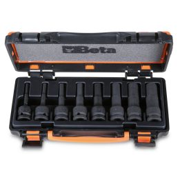 Beta 720ME/C8 Serie di chiavi a bussola Macchina maschio esagonale con quadro femmina 1/2" fosfatate, in cassetta di lamiera 007