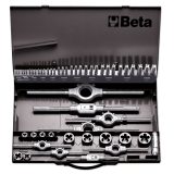 Beta 447/C53 Assortimento di maschi e filiere con accessori in acciaio HSS filettatura metrica in cassetta metallica 004470060