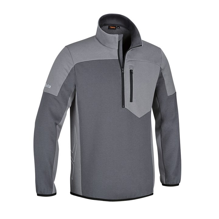 Beta 7643G L Felpa zip corta, 80% cotone, 20% poliestere, 280 g, antracite/grigio chiaro 076430003