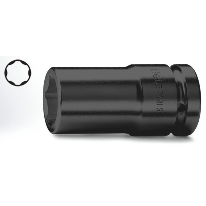 Beta 729LS 30 Chiavi a bussola Macchina con attacco quadro femmina 1" bocca esagonale, serie lunga sottile, fosfatate 007290530