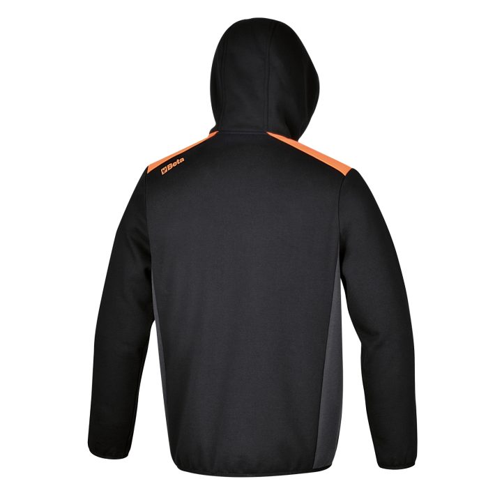 Beta 7566NG M Felpa zip lunga con cappuccio, nera con inserti in grigio antracite 075660402