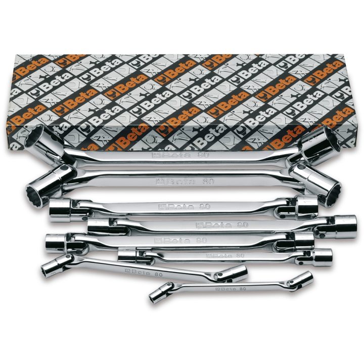Beta 80/S8 Serie di 8 chiavi a bussola poligonale snodate doppie (art. 80) 000800051