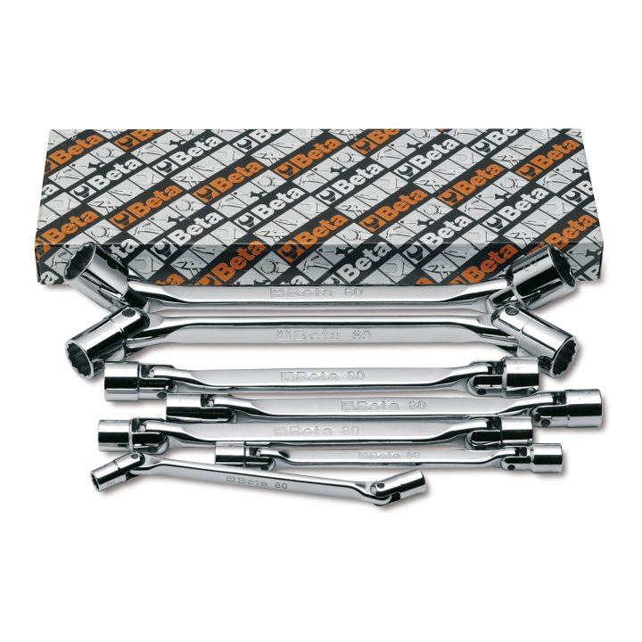 Beta 80/S8 Serie di 8 chiavi a bussola poligonale snodate doppie (art. 80) 000800051