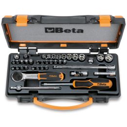 Beta 900/C11 Assortimento di 11 chiavi a bussola a mano esagonali, 20 inserti per avvitatori e 8 accessori in cassetta di lamier