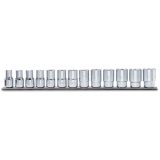 Beta 910AS/SB13 Serie di 13 chiavi a bussola a mano bocca poligonale (art. 910AS) su supporto 009100215