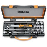 Beta 910B/C16 Assortimento di 16 chiavi a bussola a mano poligonali e 5 accessori in cassetta di lamiera 009100937