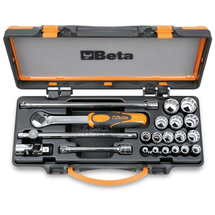 Beta 910B/C16 Assortimento di 16 chiavi a bussola a mano poligonali e 5 accessori in cassetta di lamiera 009100937