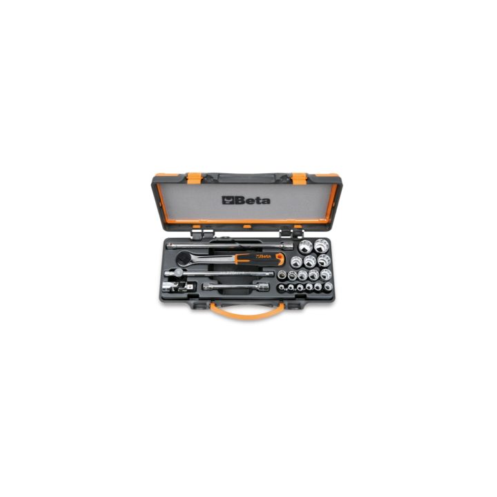 Beta 910B/C16 Assortimento di 16 chiavi a bussola a mano poligonali e 5 accessori in cassetta di lamiera 009100937