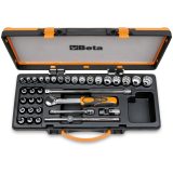 Beta 910B/C29 Assortimento di 17 chiavi a bussola a mano 12 a giravite e 5 accessori in cassetta di lamiera 009100945