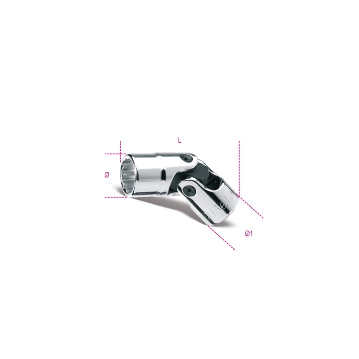 Beta 910B/SN 17 Chiavi a bussola a mano snodate con attacco quadro femmina 3/8" bocca poligonale, cromate 009100237