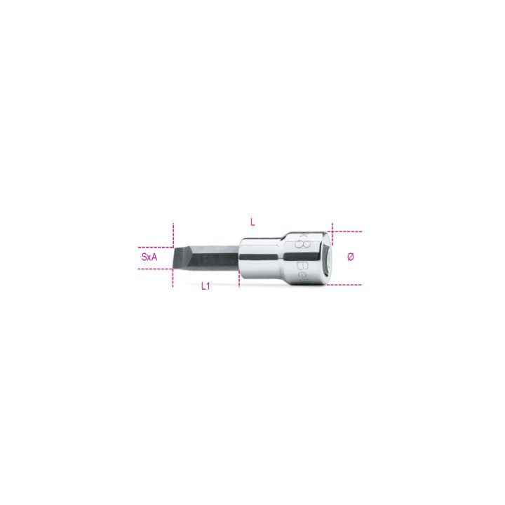 Beta 910LP 1X5,5 Chiavi a bussola a mano a giravite per viti con intaglio con attacco quadro 3/8" cromate - inserti bruniti 0091