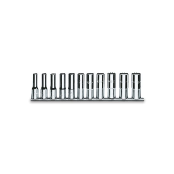 Beta 920AL/SB11 Serie di 11 chiavi a bussola a mano lunghe bocca esagonale (art. 920AL) su supporto 009200644