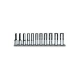 Beta 920AL/SB11 Serie di 11 chiavi a bussola a mano lunghe bocca esagonale (art. 920AL) su supporto 009200644