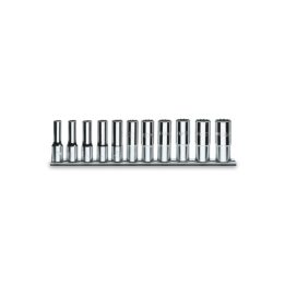 Beta 920BL/SB11 Serie di 11 chiavi a bussola a mano lunghe bocca poligonale (art. 920BL) su supporto 009200338