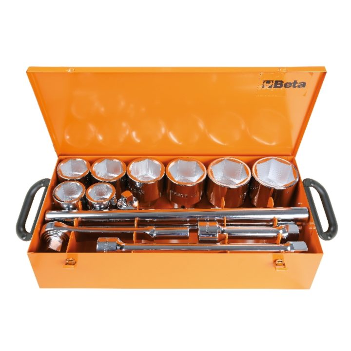 Beta 929/C8 Assortimento di 8 chiavi a bussola a mano esagonali e 5 accessori in cassetta di lamiera 009290925