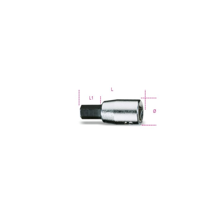 Beta 900ME 7 Chiavi a bussola a mano a giravite maschio esagonale con attacco quadro femmina 1/4" cromate - inserti bruniti 0090