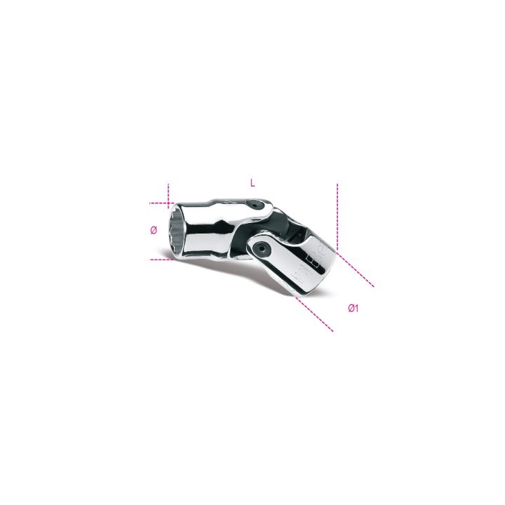 Beta 910AS-SN 9/16 Chiavi a bussola a mano snodate con attacco quadro femmina 3/8" bocca poligonale, cromate 009100263