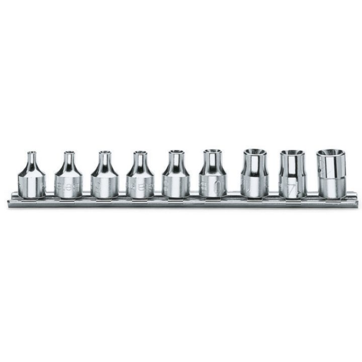 Beta 910FTX/SB9 Serie di 9 chiavi a bussola a mano per viti con testa a profilo Torx® (art. 910FTX) su supporto 009100430