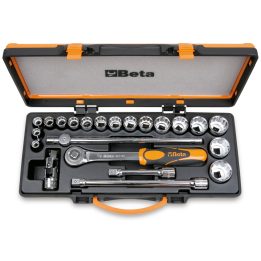 Beta 920AS/C17X Assortimento di 17 chiavi a bussola a mano poligonali e 5 accessori in cassetta di lamiera 009200942