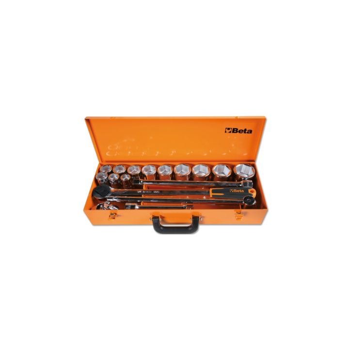 Beta 928AS/C12 Assortimento di 12 chiavi a bussola a mano esagonali e 5 accessori in cassetta di lamiera 009280968